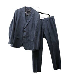 Bonobos 100% Linen Suit 2 Piece Mens 44R Navy Pants 35x31 Slim Tessuti Sondrio